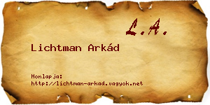 Lichtman Arkád névjegykártya